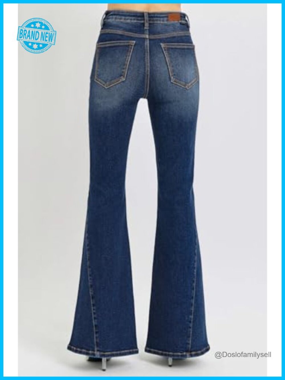 High Waisted Flare Jeans Stretchy Bell Bottom Wide Leg Denim Pants - Picture 2 of 6